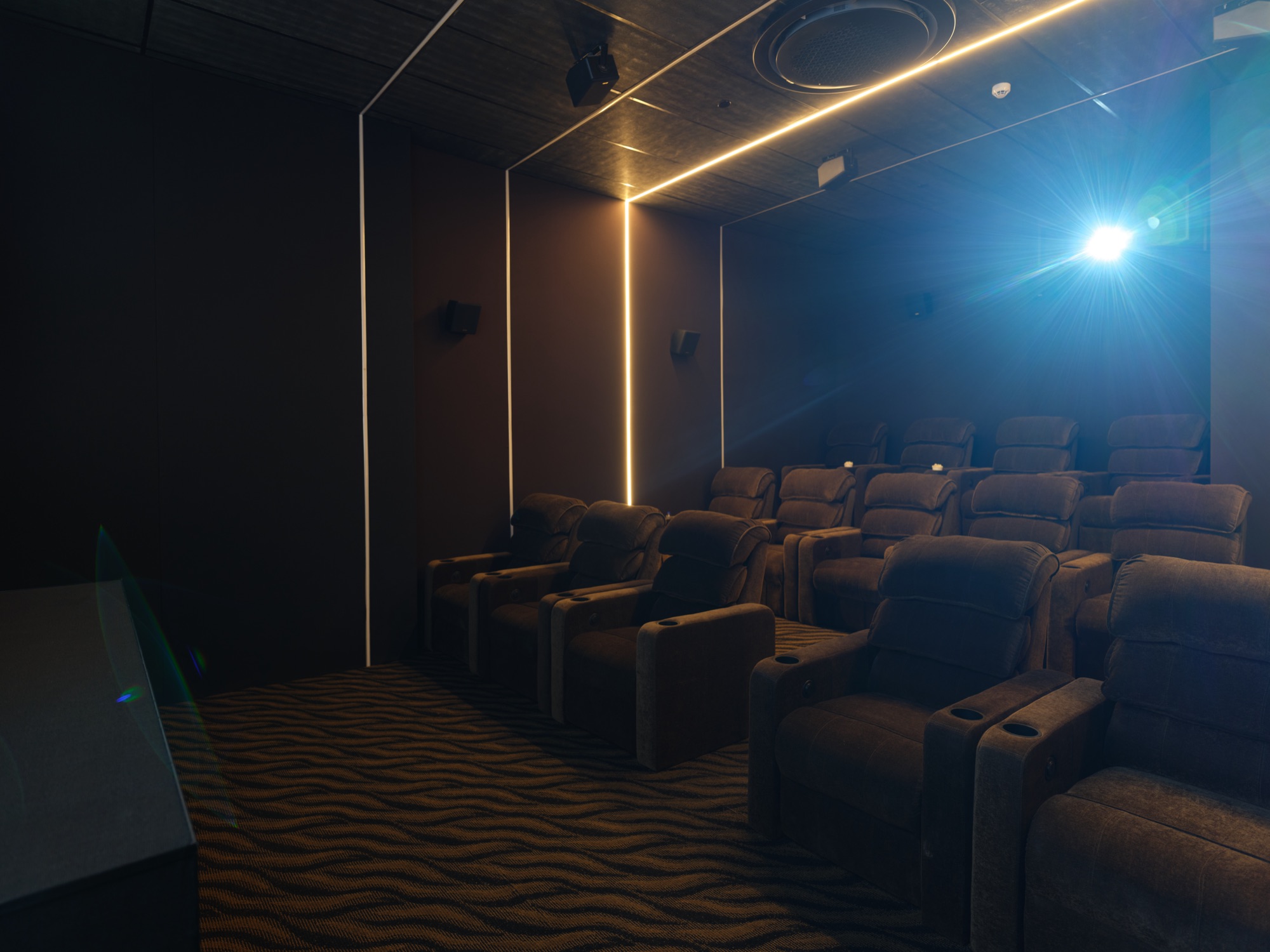 Private screening room cinema luxury bungalow Ahmedabad